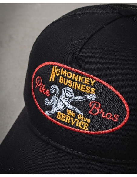 1972 Trucker Cap No Monkey Business Black - Pike Brothers
