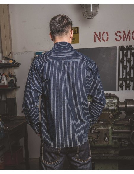 Denim overhemd - 1937 Roamer Shirt blue wabash denim Pike Brothers