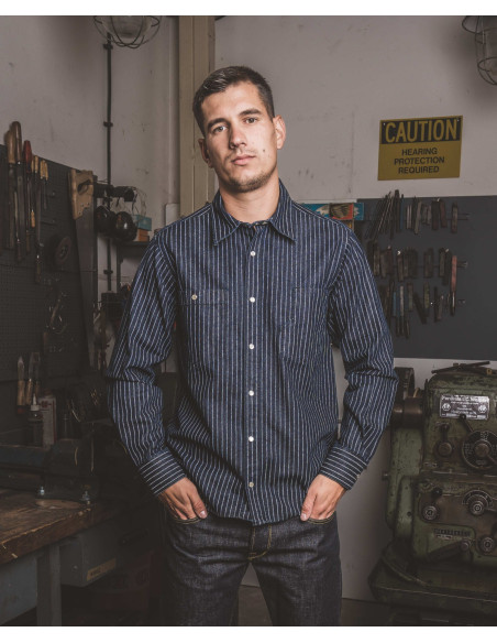 Denim overhemd - 1937 Roamer Shirt blue wabash denim Pike Brothers