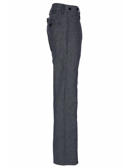 Summer linen/cotton trousers with grey stripes - 1942 Hunting Pant grey striped linen Pike Brothers