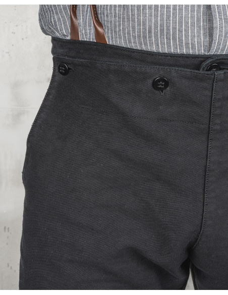 Schwarze Hose 1935 Machinist Trousers Elephant Skin Black - Pike Brothers