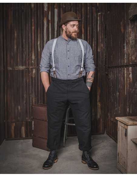 Schwarze Hose 1935 Machinist Trousers Elephant Skin Black - Pike Brothers