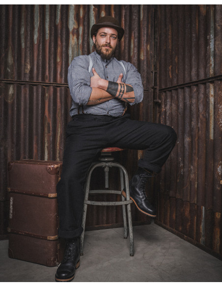 Pantalon Noir 1935 Machinist Trousers Elephant Skin black - Pike Brothers