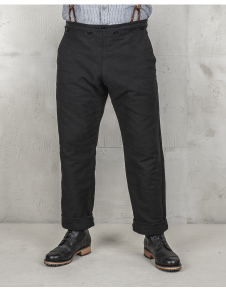 Zwarte broek 1935 Machinist Trousers Elephant Skin black - Pike Brothers