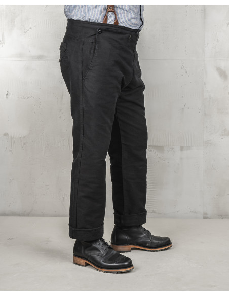 Schwarze Hose 1935 Machinist Trousers Elephant Skin Black - Pike Brothers