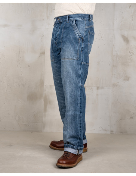 Jeans 1967 Utility Trousers Blue Wabash Rinsed - Pike Brothers