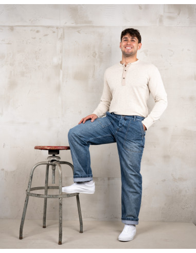 1967 Utility Trousers Blue Wabash Rinsed - Pike...