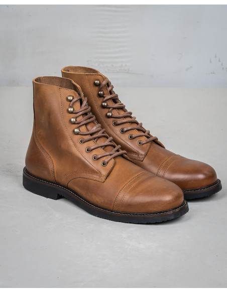 Bruine Leren Laarzen 1966 Low Quarters Camel - Pike Brothers