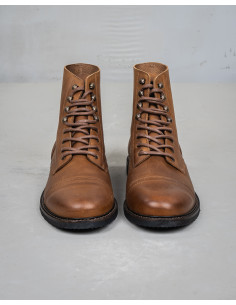 Bruine Leren Laarzen 1966 Low Quarters Camel - Pike Brothers