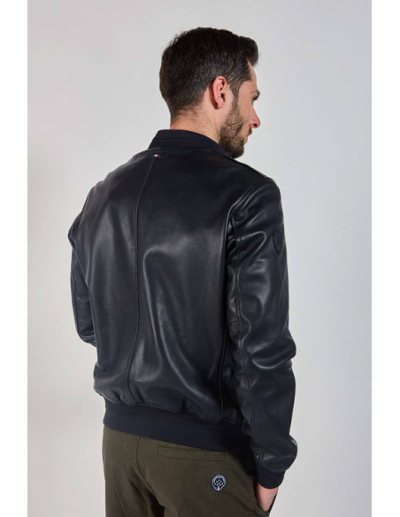 Blouson Pilote Cuir FURTIF NAPOLI Bleu- Patrouille de France