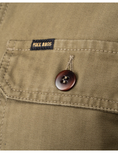 1967 Utility Shirt HBT Olive - Pike Brothers