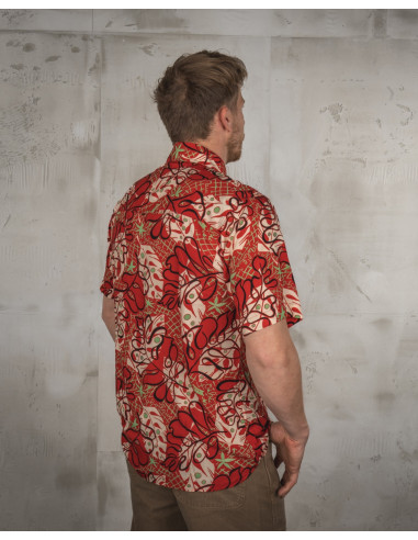 Hawaiihemd Seide 1948 Surf Shirt Kahoolawe Red...