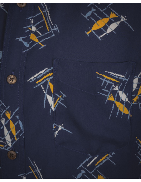 1948 Surf Shirt Kahoolawe Blue - Pike Brothers