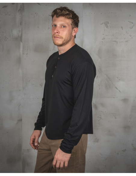 Maglia Henley 1963 Roadie Shirt Long Sleeve Texas Black - Pike Brothers