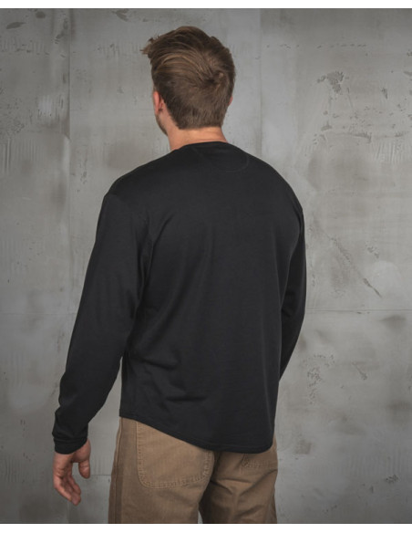 Camiseta Henley 1963 Roadie de manga larga Texas Black - Pike Brothers