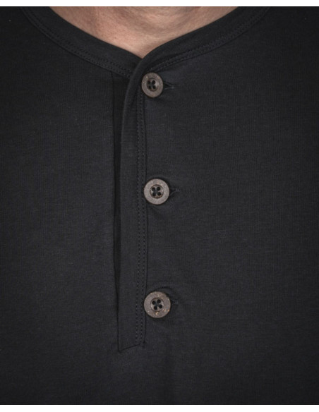 Camiseta Henley 1963 Roadie de manga larga Texas Black - Pike Brothers