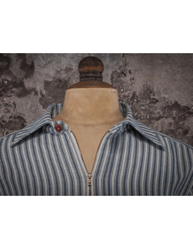 Het Hemd "WORKER ZIP" Indigo White Stripes -...