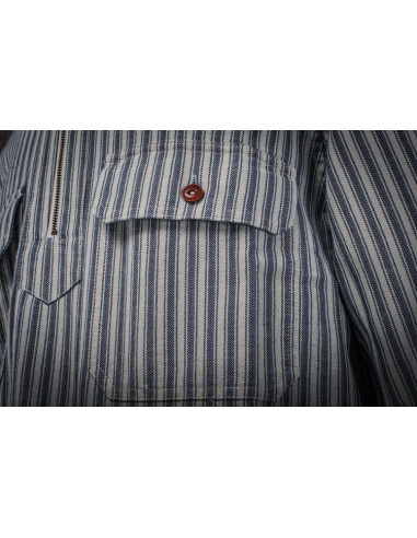 Het Hemd "WORKER ZIP" Indigo White Stripes -...