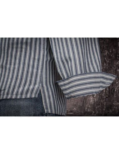 Het Hemd "WORKER ZIP" Indigo White Stripes -...