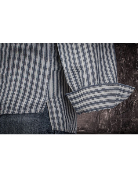 The "WORKER ZIP" Shirt Indigo White Stripes – Fleurs de Bagne
