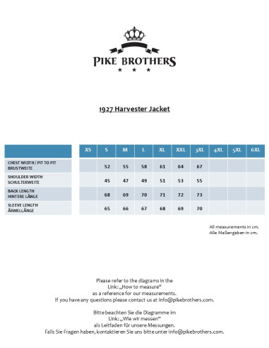 Veste Harvester 1927 Raymond Brown - Pike Brothers