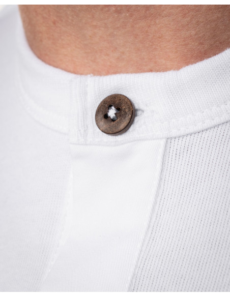 Camiseta 1927 Henley Shirt Long Sleeve Pure White - Pike Brothers