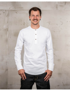 Camiseta 1927 Henley Shirt Long Sleeve Pure White - Pike...