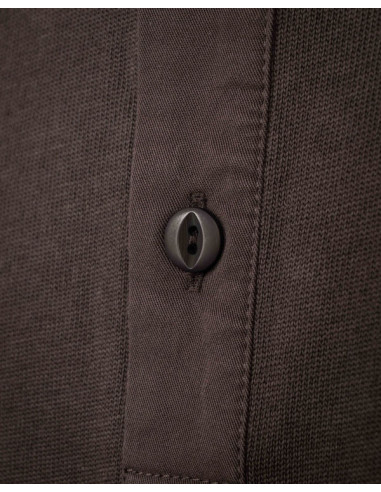 Long-Sleeve Henley Button-Neck T-Shirt Coffee -...
