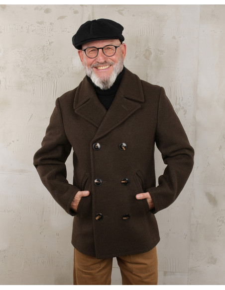 Navy Pea Coat - 1938 Pea Coat Chestnut Brown - Pike Brothers