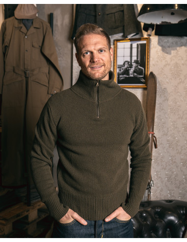 Pullover Stehkragen - 1948 Troyer army green -...