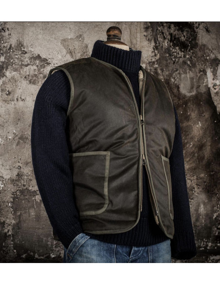 HET GILET "DISCIPLINE" KAKI WAXED - Fleurs de Bagne