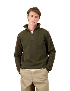 Youri Trucker-Neck Merino Wool Pullover Khaki - Nitto...