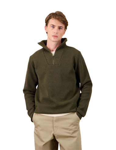 Truckerpullover Youri Merinowolle Khaki – Nitto...