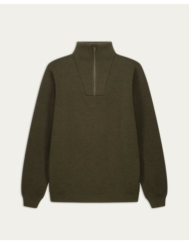 Youri Trucker-Neck Merino Wool Pullover Khaki -...