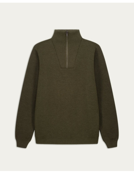 Youri Trucker-Neck Merino Wool Pullover Khaki - Nitto Knitwear Inc.