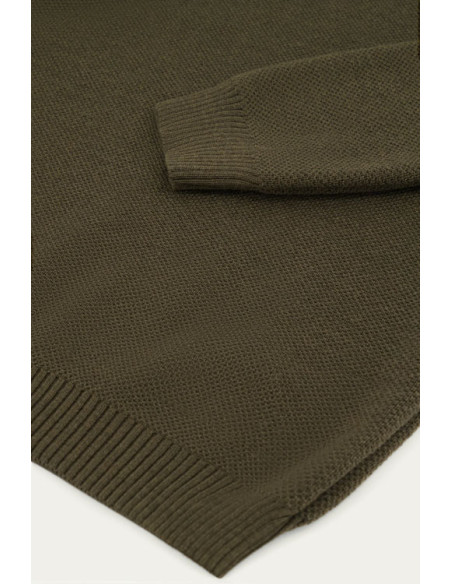 Truckerpullover Youri Merinowolle Khaki – Nitto Knitwear Inc.