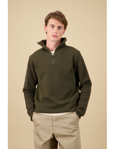 Truckerpullover Youri Merinowolle Khaki – Nitto...