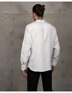 Mandarin Collar Shirt 100% Cotton White - 1923 Buccanoy... 2