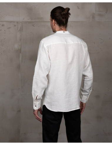 Mandarin Collar Shirt 100% Cotton White - 1923...