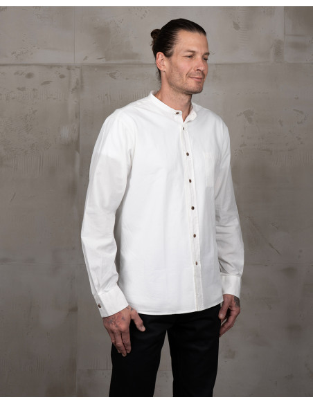 Weißes Maokragen-Hemd 100 % Baumwolle – 1923 Buccanoy Shirt white chambray – Pike Brothers