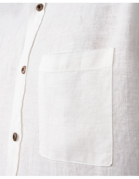 Mandarin Collar Shirt 100% Cotton White - 1923 Buccanoy Shirt White Chambray - Pike Brothers