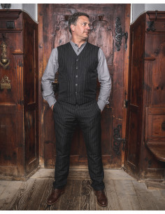 Pantalon noir lin/laine noir à rayures grises - 1947... 2