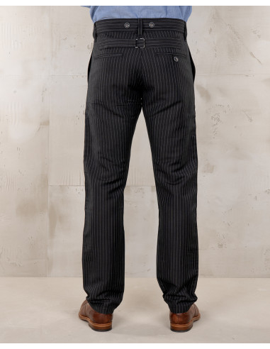 Schwarze Hose aus Leinen/Wolle mit grauen...