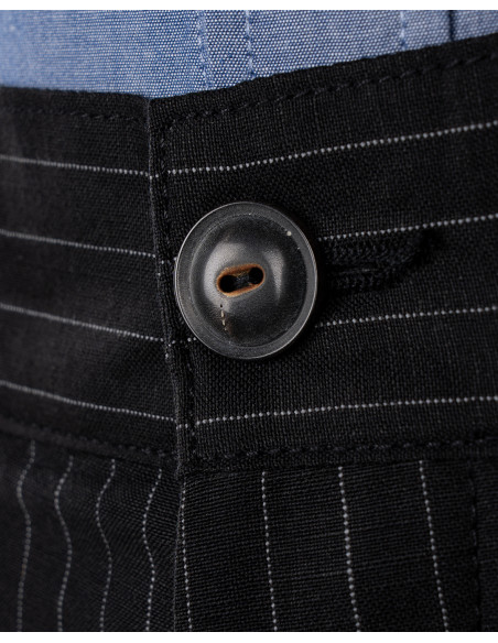 Black linen/wool trousers with grey stripes - 1947 Harvester Trousers Chicago black - Pike Brothers