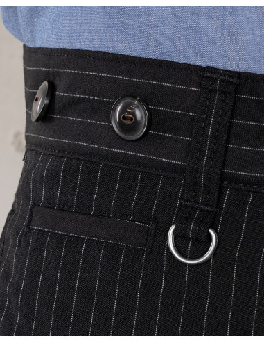 Schwarze Hose aus Leinen/Wolle mit grauen...