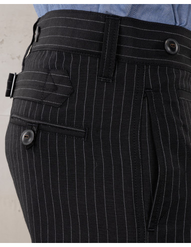 Schwarze Hose aus Leinen/Wolle mit grauen...