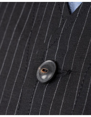 Black wool/linen vest with grey stripes - 1937...