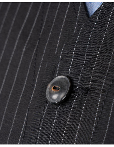 Schwarze Weste Wolle/Leinen mit grauen Streifen - 1937 Roamer Vest Chicago black Pike Brothers