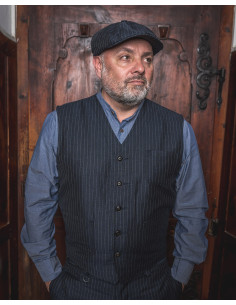 Sommerweste blau Wolle/Leinen mit grauen Streifen – 1937...