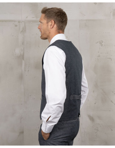 Grijs katoen-linnen gilet 1905 Hauler Vest...